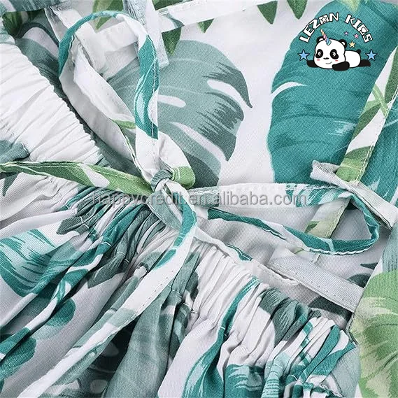 LEZONKIDS - Customizable Floral Strap Summer Casual Cotton Party Beach Sundress for Girls